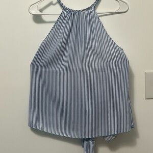 100% linen Striped tie back Halter Top